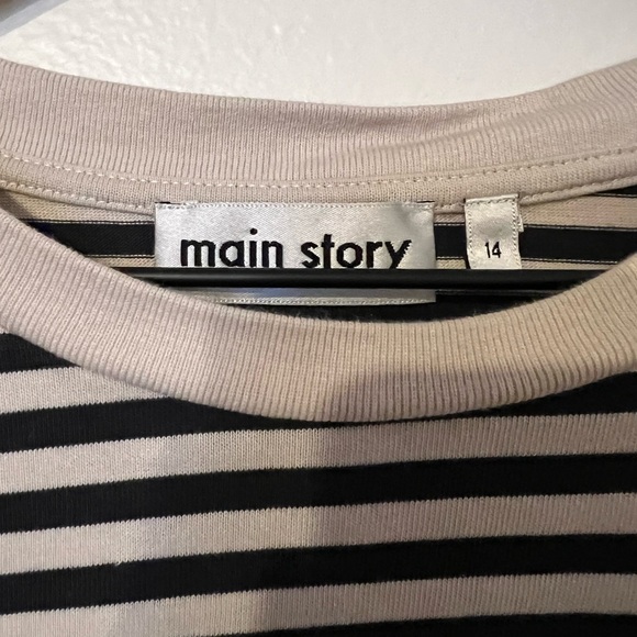 Main story striped long sleeve T black and cream organic cotton size 14 boy - Picture 2 of 4